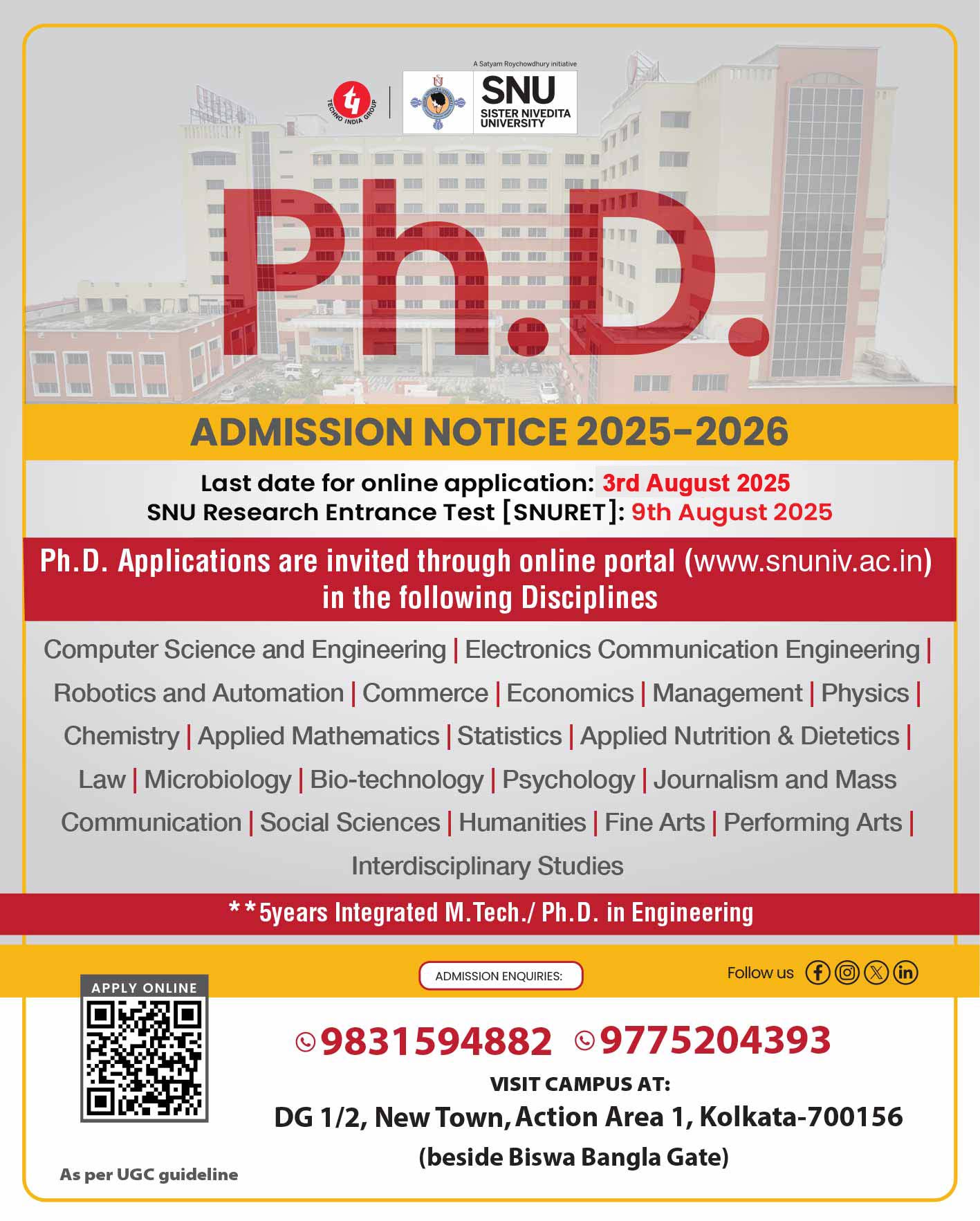 Sister Nivedita University phD